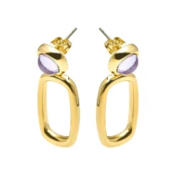 Pendientes con Cristal Morado acabado oro 18k - Orzur