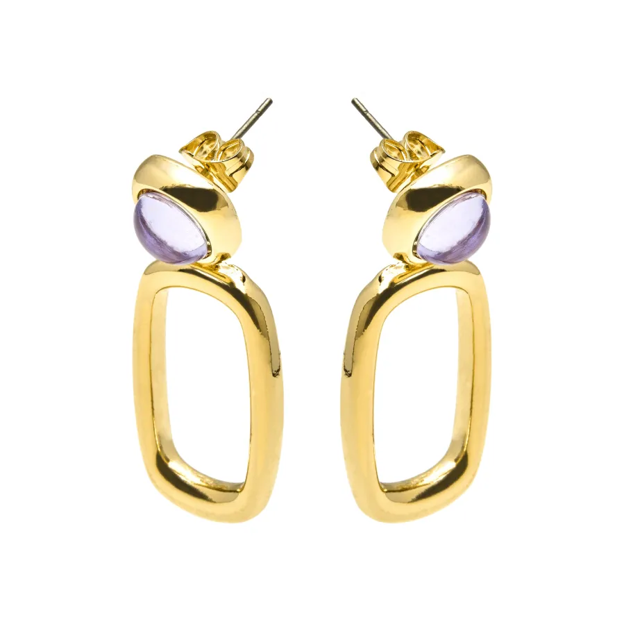 Pendientes con Cristal Morado acabado oro 18k - Orzur