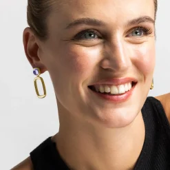 Pendientes con Cristal Morado acabado oro 18k - Orzur