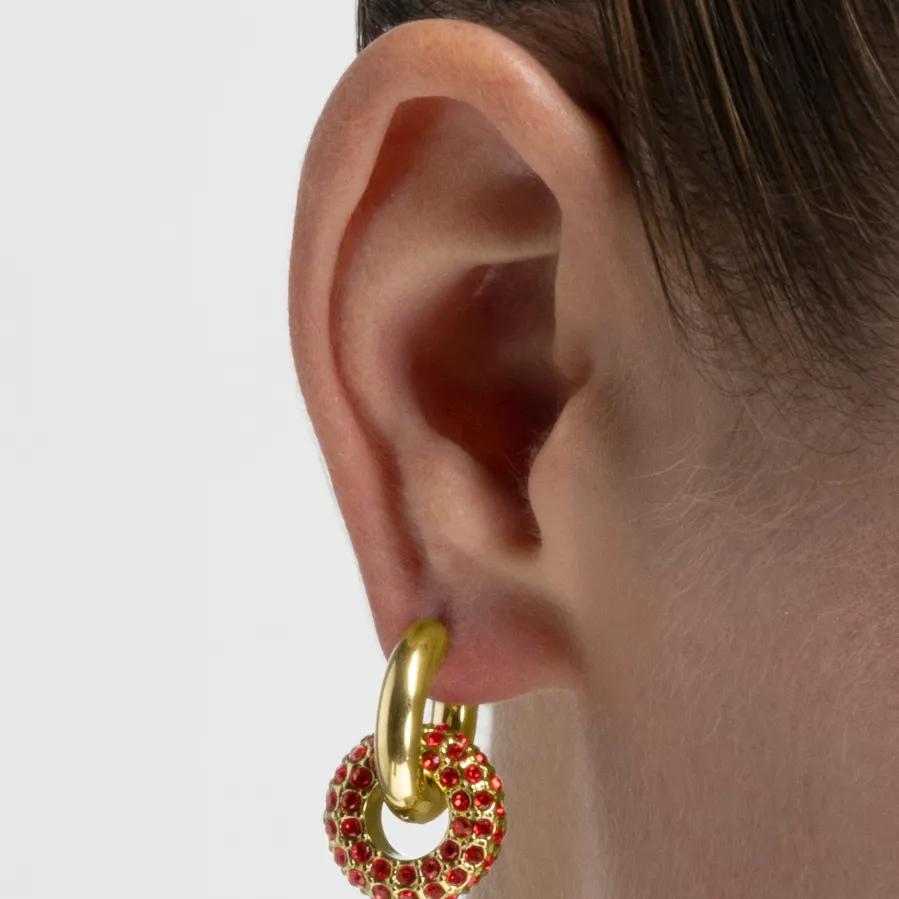 Pendientes con Cristal Rojo acabado oro 18k - Rawe
