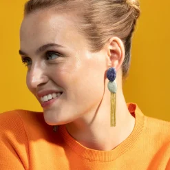 Pendientes con Lacado Azul acabado oro 18k - Gori