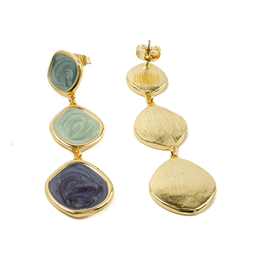 Pendientes con Lacado Azul acabado oro 18k - Belgul