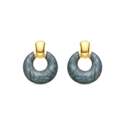Pendientes con Lacado Azul acabado oro 18k - Fores