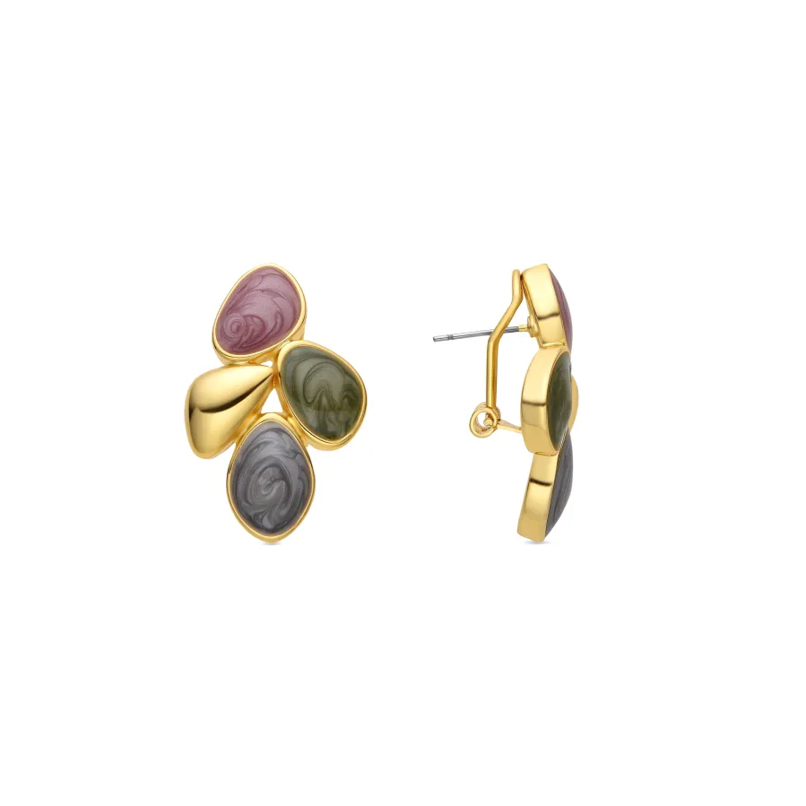 Pendientes con Lacado Multicolor acabado oro 18k - Laido