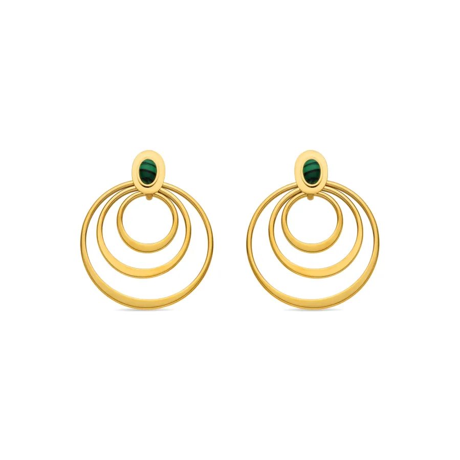 Pendientes con Malaquita acabado oro 18k - Hask