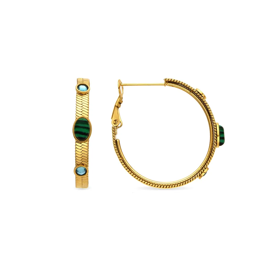 Pendientes con Malaquita acabado oro 18k - Reus
