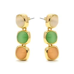 Pendientes con Ojo de Gato Multicolor acabado oro 18k - Shureo