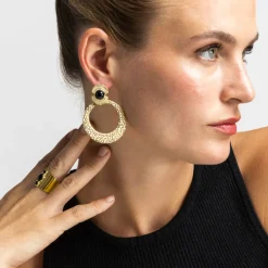 Pendientes con Onix acabado oro 18k - Noraf