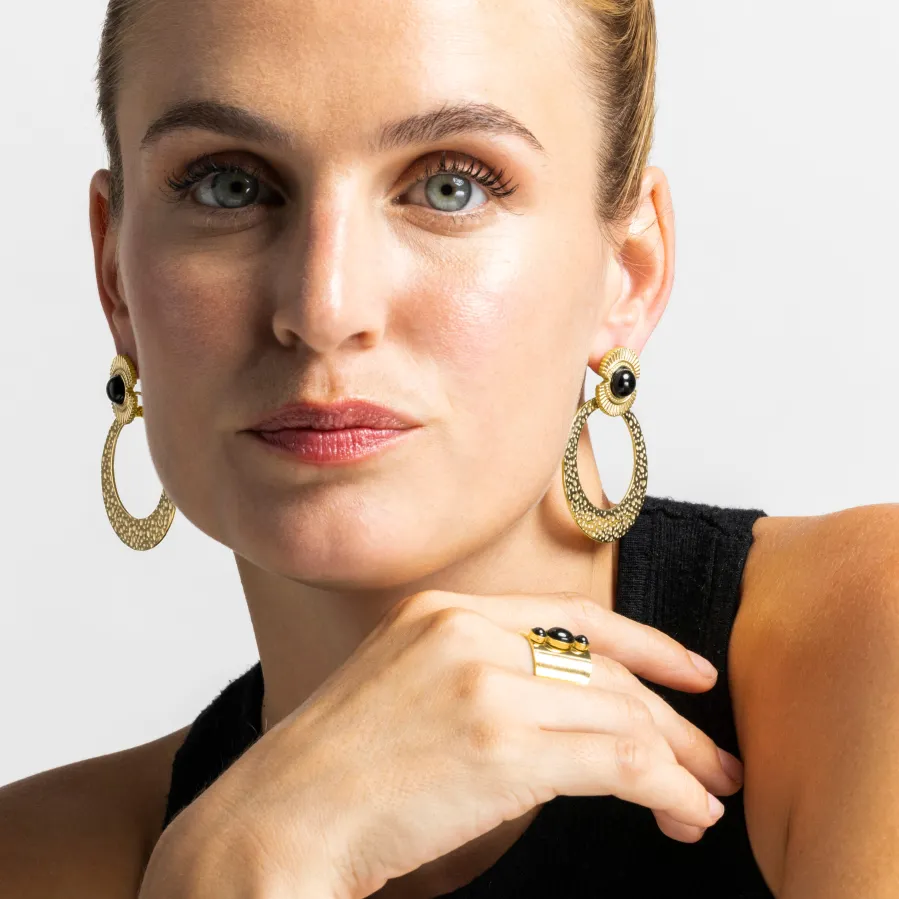 Pendientes con Onix acabado oro 18k - Noraf