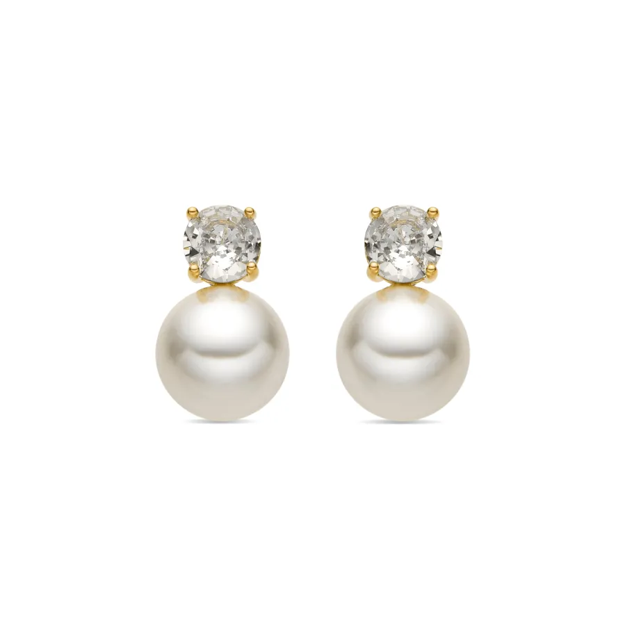 Pendientes con Perla Blanca acabado oro 18k - Pacezu