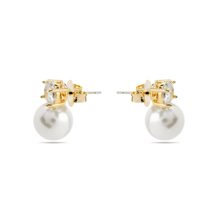 Pendientes con Perla Blanca acabado oro 18k - Pacezu