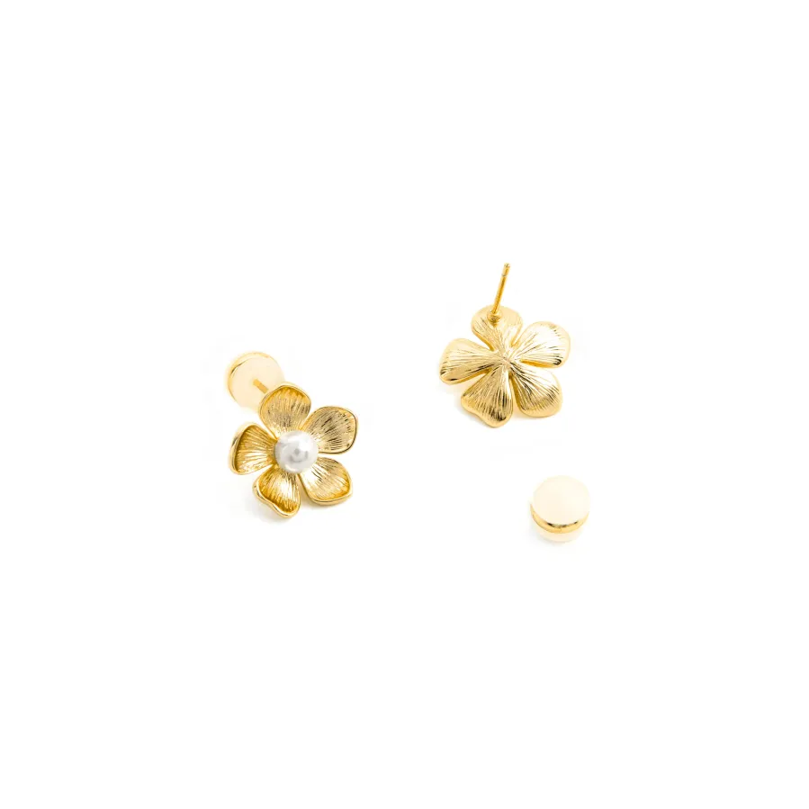 Pendientes con Perla Blanca acabado oro 18k - Miclaw