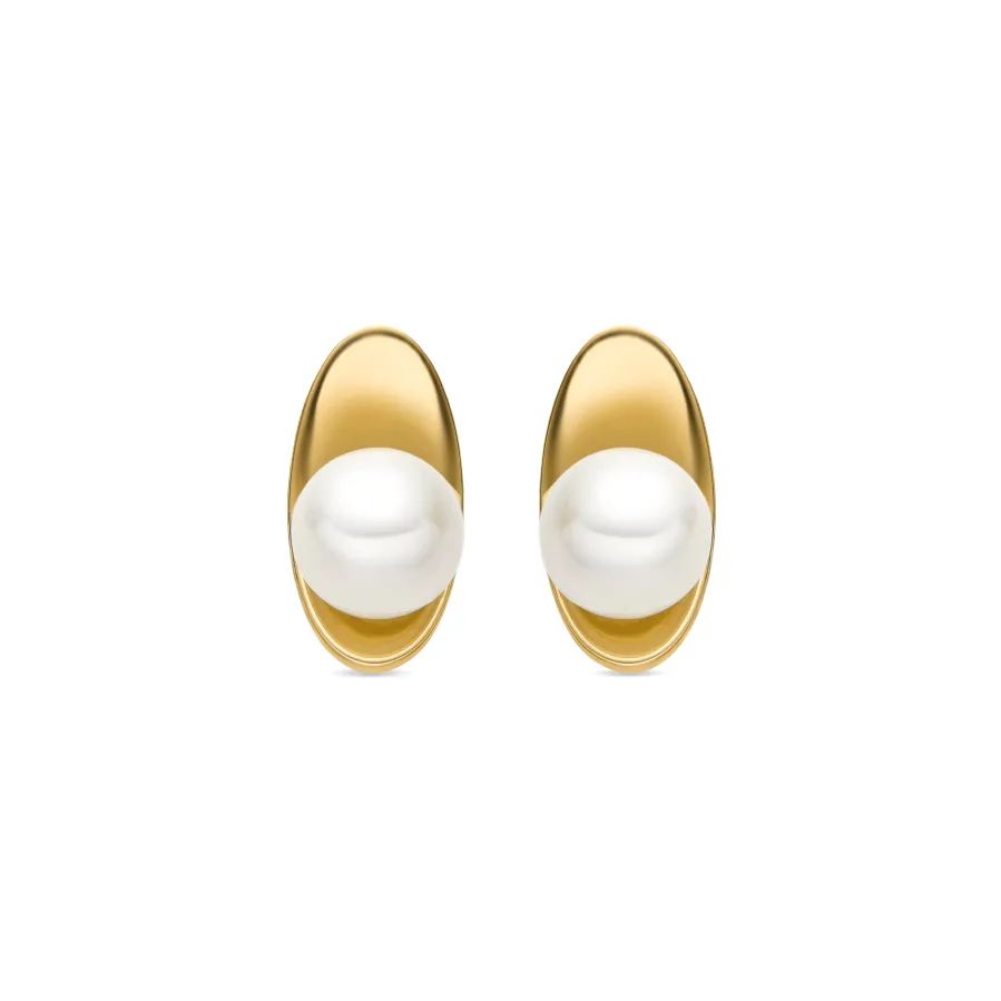 Pendientes con Perla Blanca acabado oro 18k - Lyhu