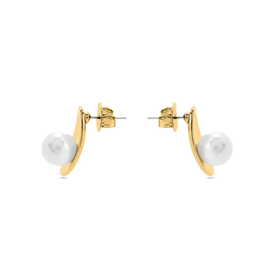 Pendientes con Perla Blanca acabado oro 18k - Lyhu