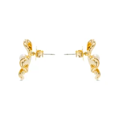 Pendientes con Perla Blanca acabado oro 18k - Leod