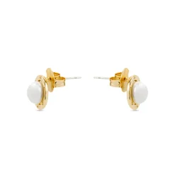 Pendientes con Perla Blanca acabado oro 18k - Ciada