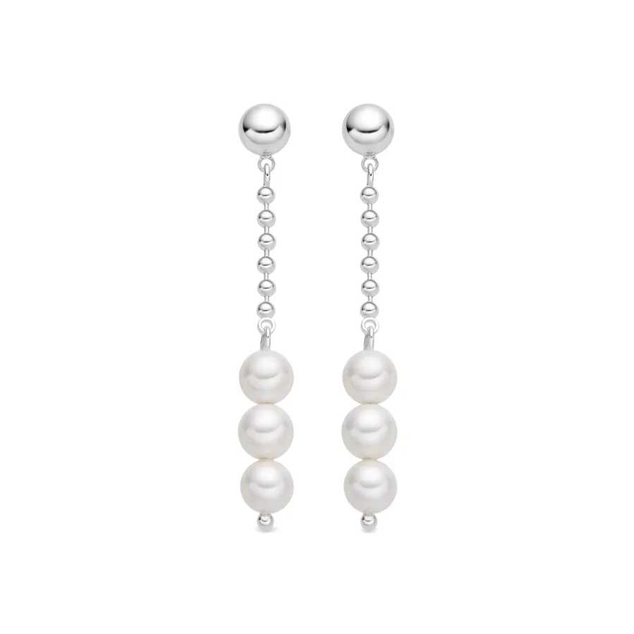 Pendientes con Perla Blanca acabado plata - Galdin