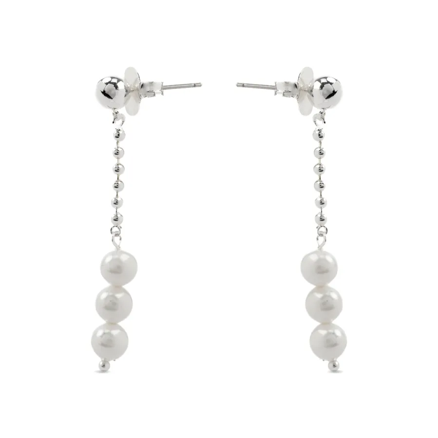 Pendientes con Perla Blanca acabado plata - Galdin