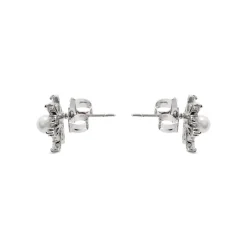 Pendientes con Perla Blanca acabado plata - Leth