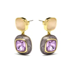 Pendientes de Circonita Amatista acabados en oro amarillo 18K - Xumas