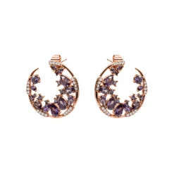 Pendientes de Circonita Amatista acabado en oro rosa de 18k - Sabach