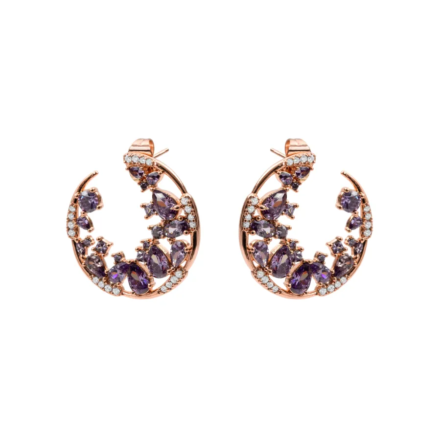 Pendientes de Circonita Amatista acabado en oro rosa de 18k - Sabach