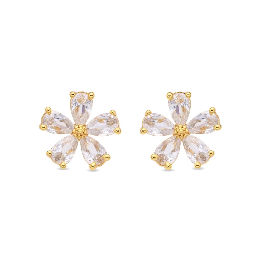Pendientes de Circonita Brillante acabado en oro amarillo de 18k - Shayus