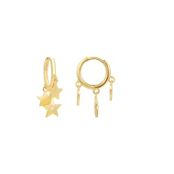 Pendientes de Circonita Brillante acabados en oro amarillo 18K - Estrella