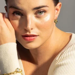 Pendientes de Circonita Brillante acabados en oro amarillo 18K - Estrella