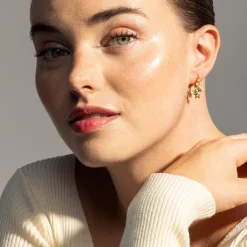 Pendientes de Circonita Brillante acabados en oro amarillo 18K - Estrella