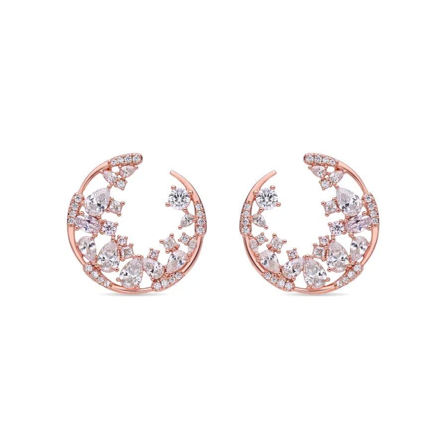 Pendientes de Circonita Brillante acabado en oro rosa de 18k - Elhan