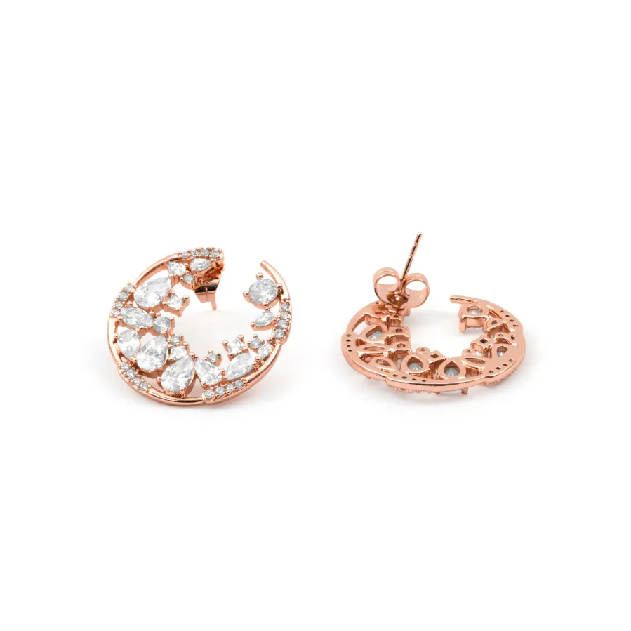 Pendientes de Circonita Brillante acabado en oro rosa de 18k - Elhan