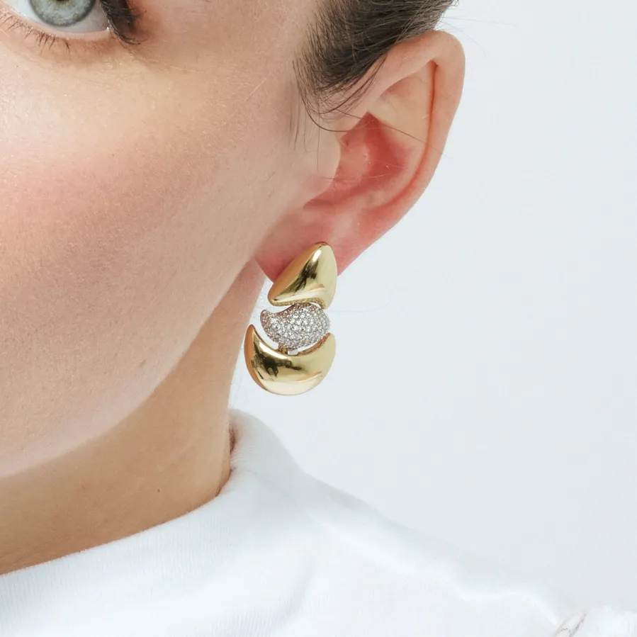 Pendientes de Circonita Brillante acabado en oro amarillo de 18k - Atlin