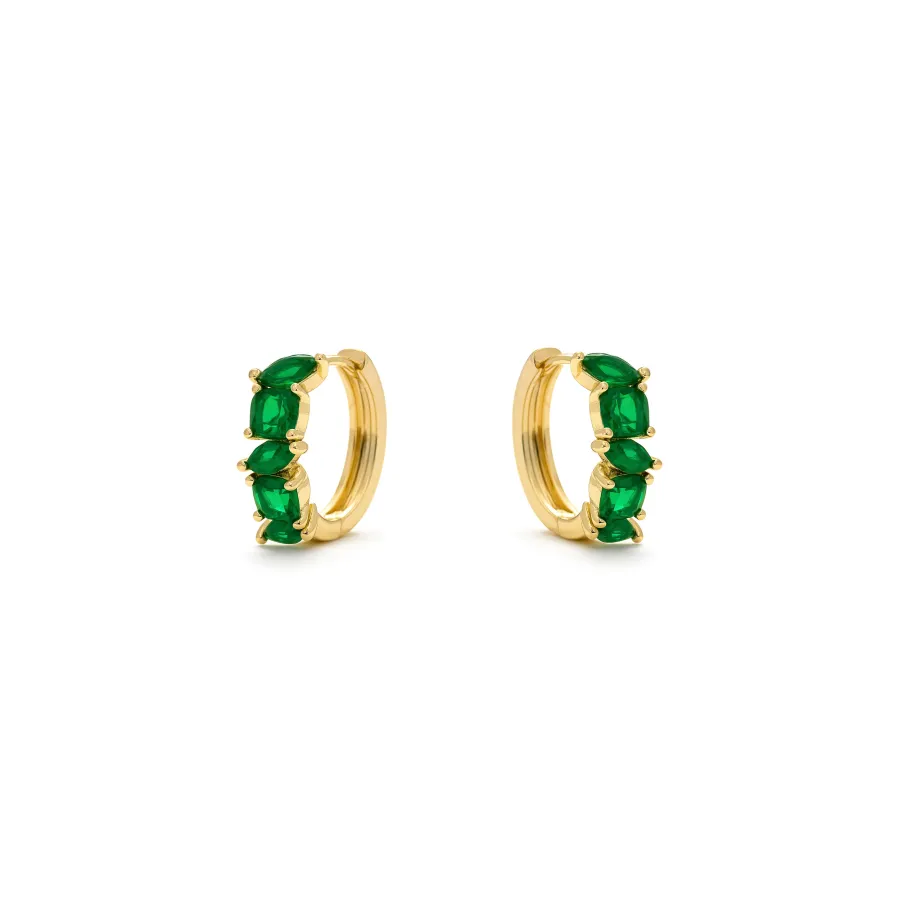 Pendientes de Circonita Esmeralda acabado en oro amarillo de 18k - Arose