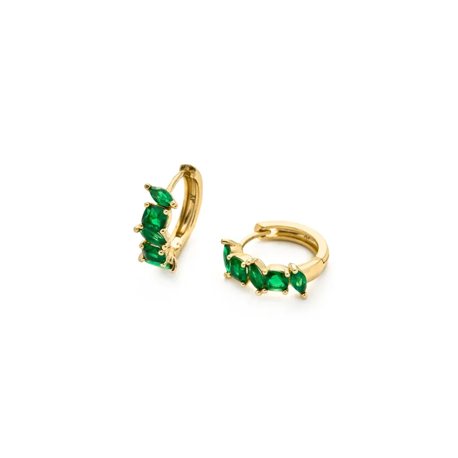 Pendientes de Circonita Esmeralda acabado en oro amarillo de 18k - Arose