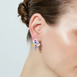 Pendientes de Circonita Multicolor Acabado En Plata - Furath