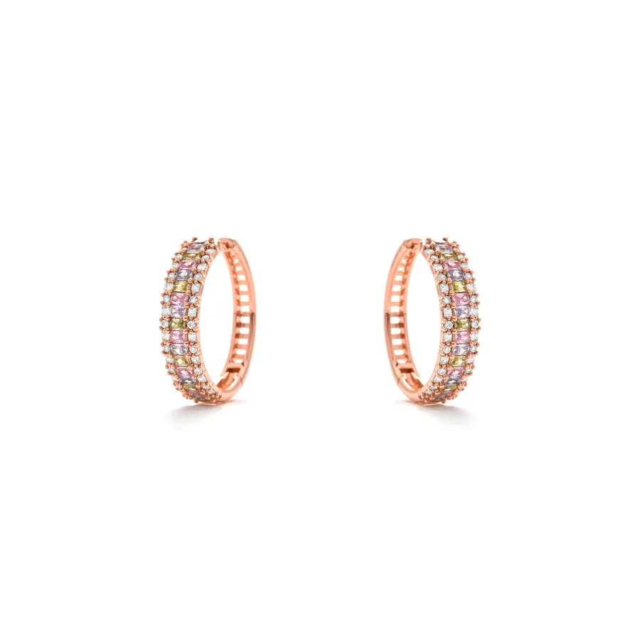 Pendientes de Circonita Multicolor acabado en oro amarillo de 18k - Primzu