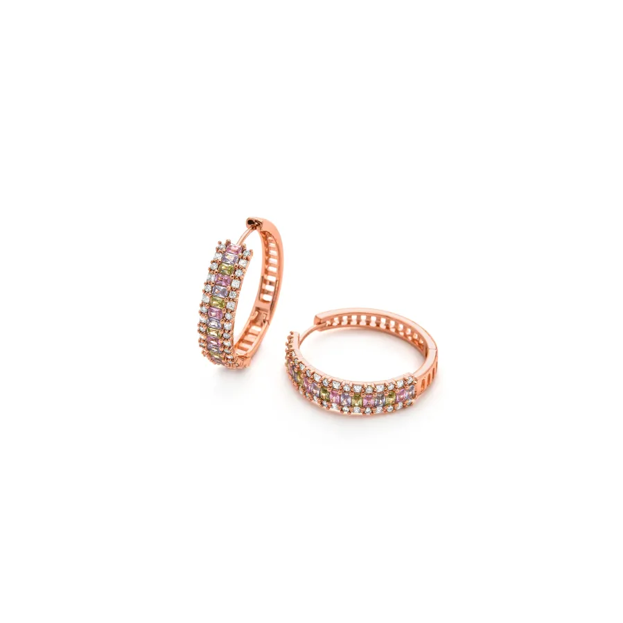 Pendientes de Circonita Multicolor acabado en oro amarillo de 18k - Primzu