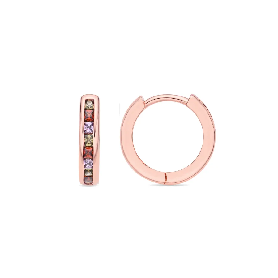 Pendientes de Circonita Multicolor acabado en oro rosa de 18k - Ulanbu