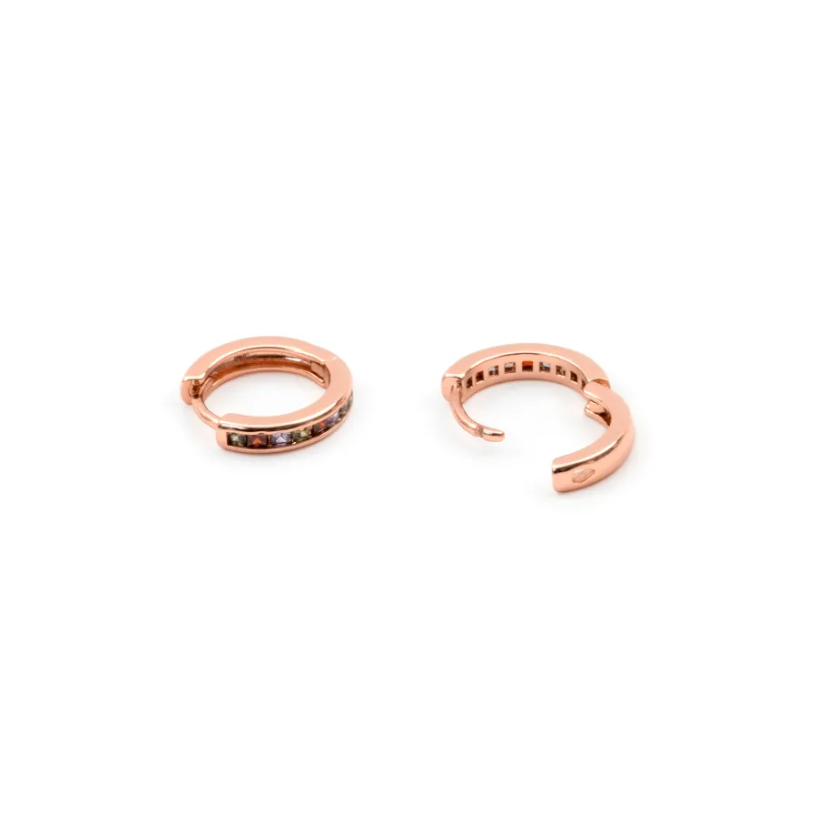 Pendientes de Circonita Multicolor acabado en oro rosa de 18k - Ulanbu