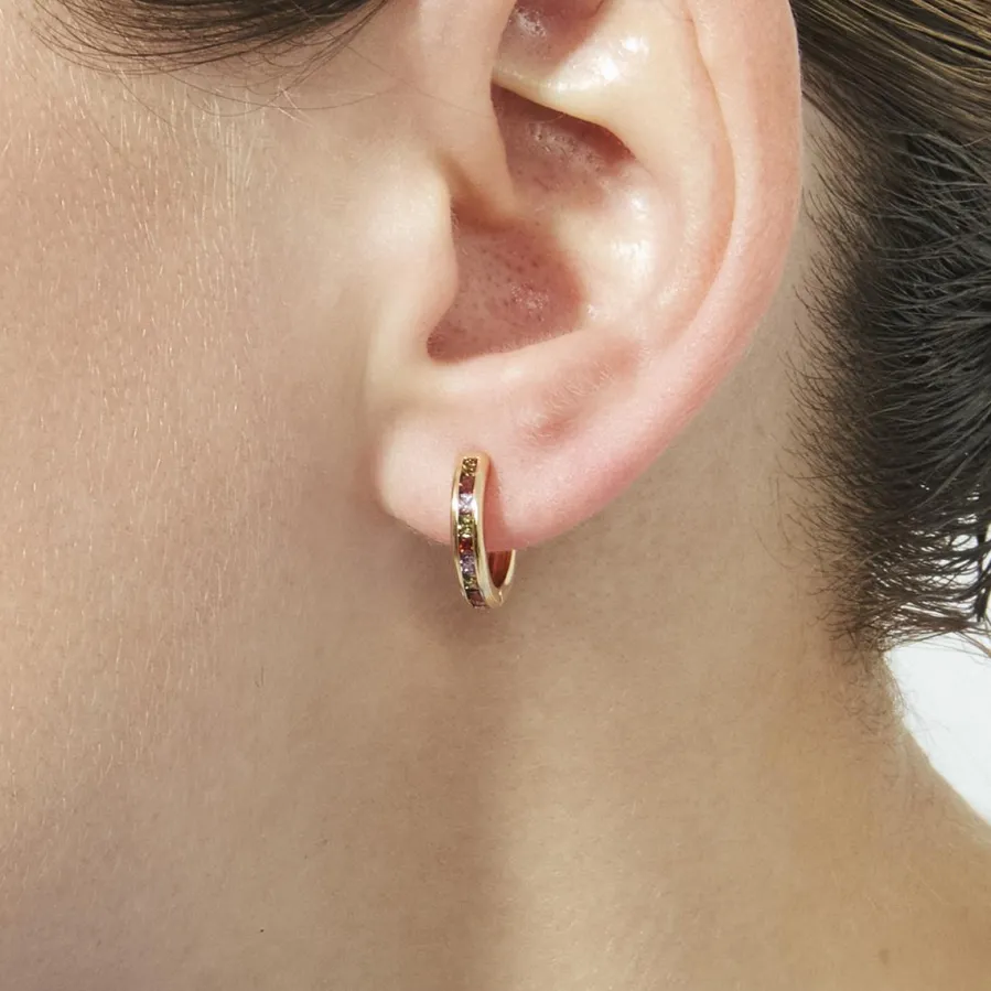 Pendientes de Circonita Multicolor acabado en oro rosa de 18k - Ulanbu
