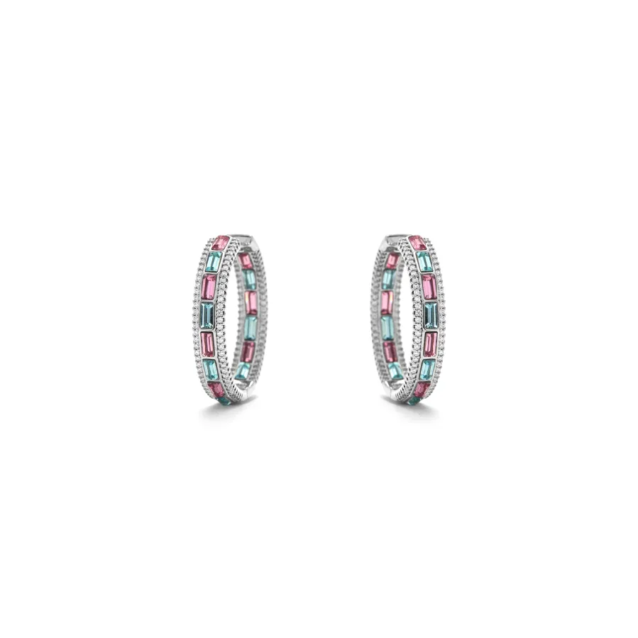 Pendientes de Circonita Multicolor acabado en Rodio - Niue