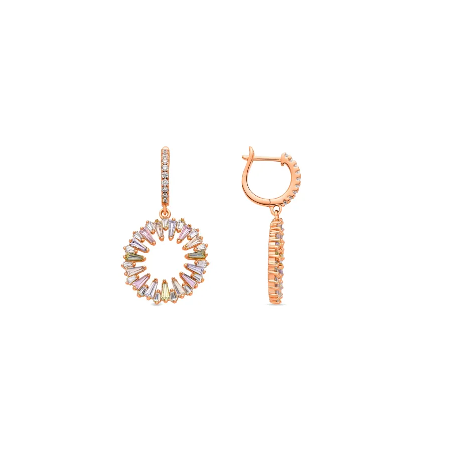 Pendientes de Circonita Multicolor acabado en oro amarillo de 18k - Raidow