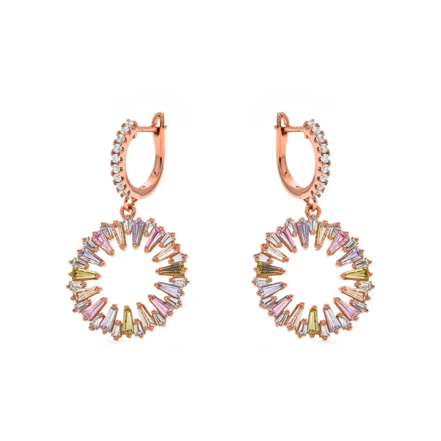 Pendientes de Circonita Multicolor acabado en oro amarillo de 18k - Raidow