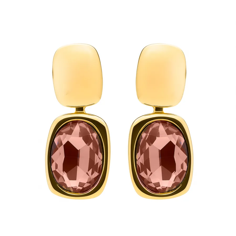 Pendientes de Circonita Marrón acabado en oro amarillo 18k - Ashan