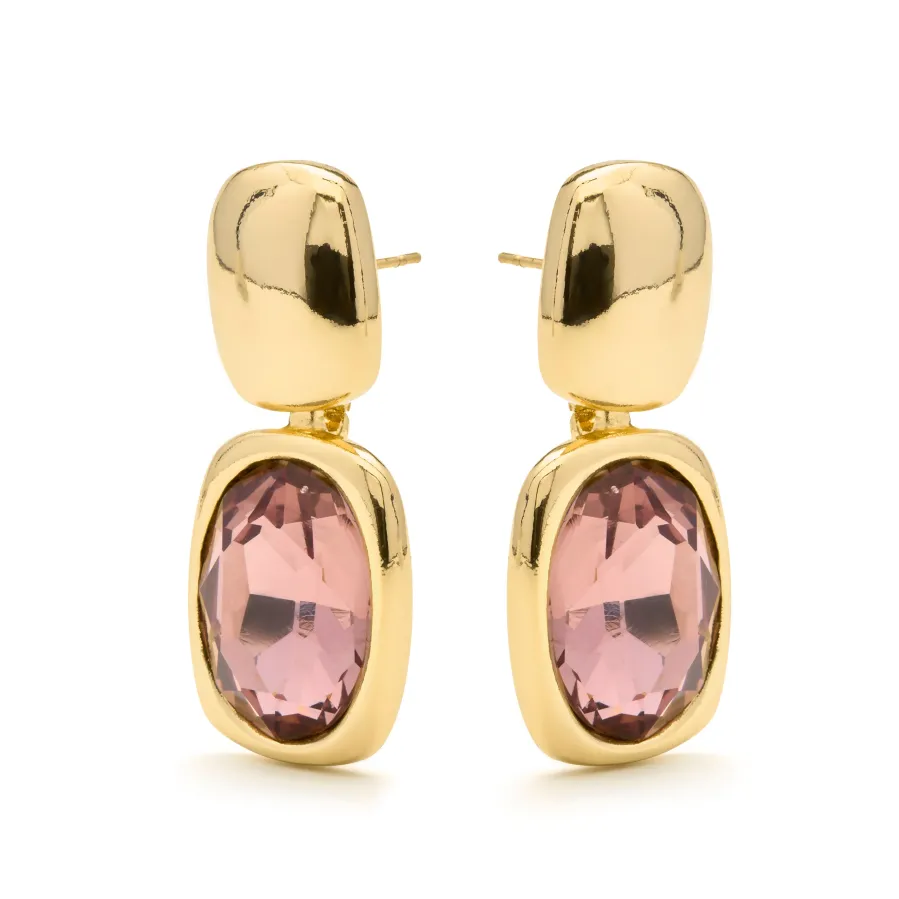 Pendientes de Circonita Marrón acabado en oro amarillo 18k - Ashan