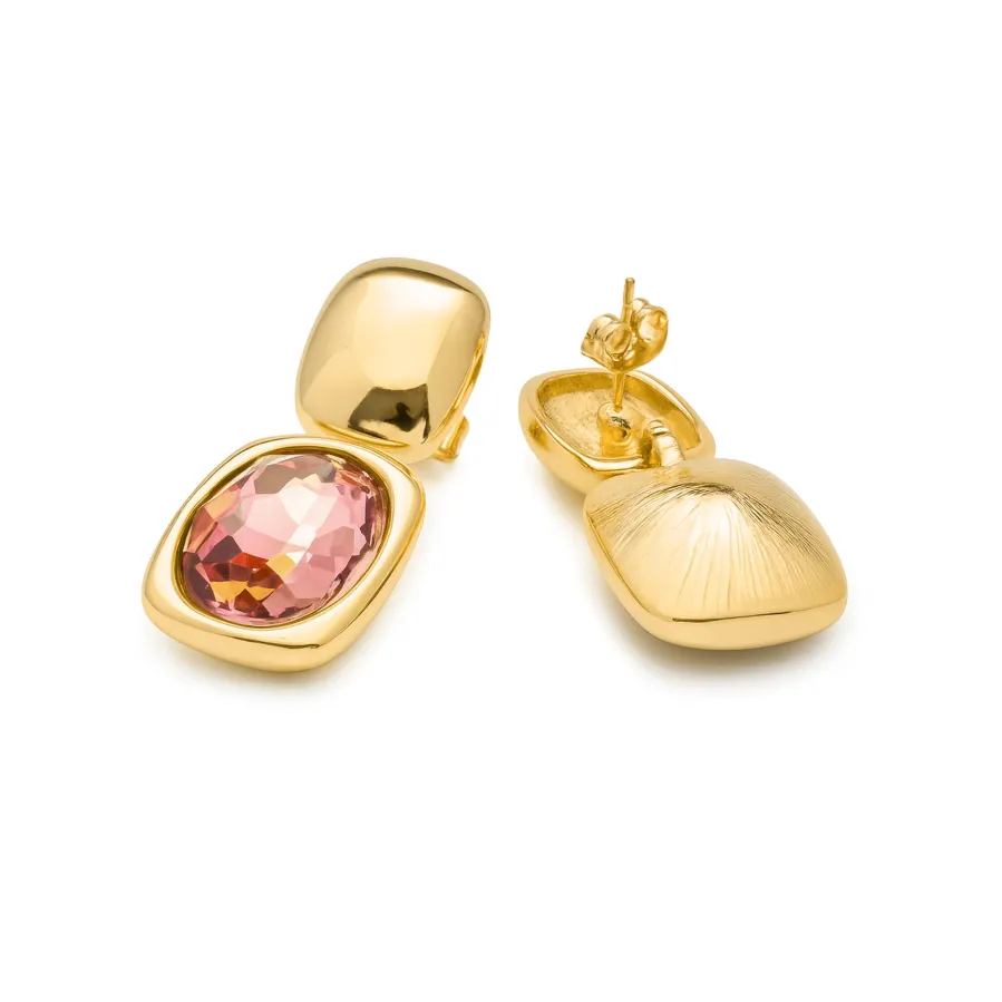Pendientes de Circonita Marrón acabado en oro amarillo 18k - Ashan