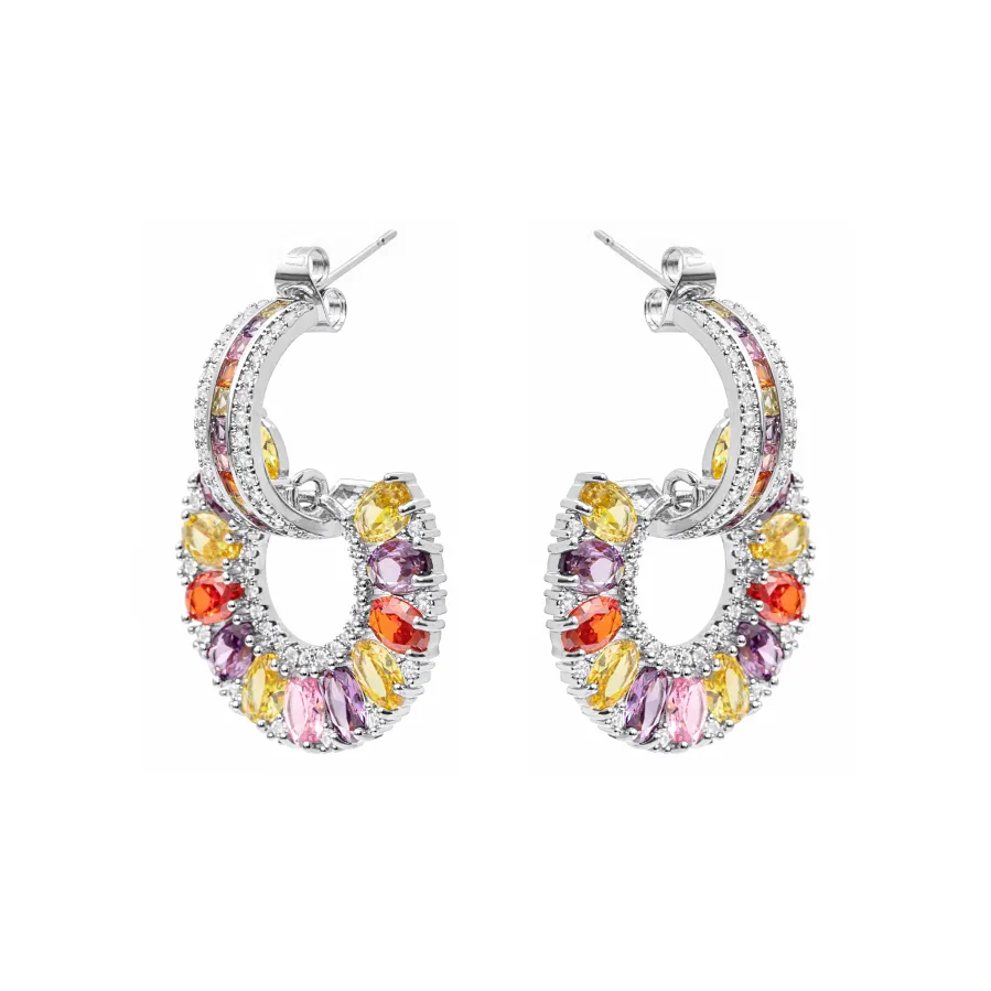 Pendientes de Circonita Multicolor Acabado En Plata - Chaxa