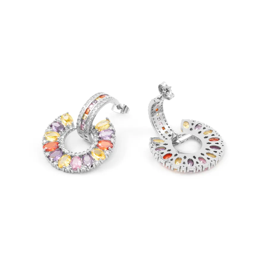 Pendientes de Circonita Multicolor Acabado En Plata - Chaxa