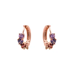 Pendientes de Circonita Multicolor acabado en oro rosa de 18k - Zamza